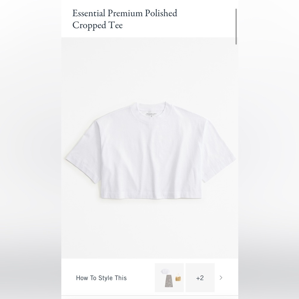 Abercrombie essential premium polished cropped tee / size S